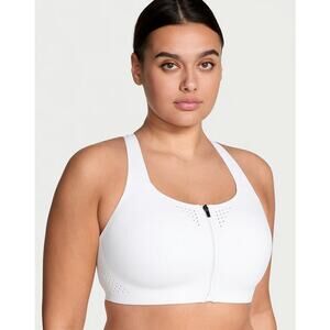VICTORIA SECRET SPORT Featherweight Max Front-Close Racerback White Sports Bra